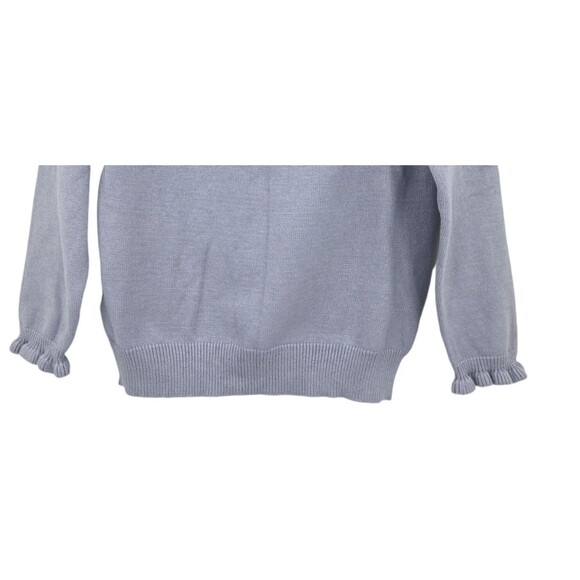 BTFBM Womens Sz M  Sweater Grayish Blue Ruffle Trim Buttons Knit Pullover - Picture 3 of 6